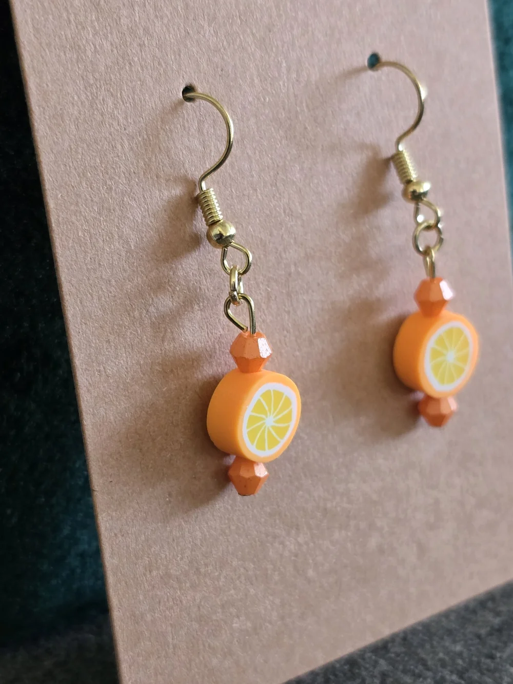 Handmade Citrus Orange Slice Dangle Earrings | Summer Fruit Jewelry